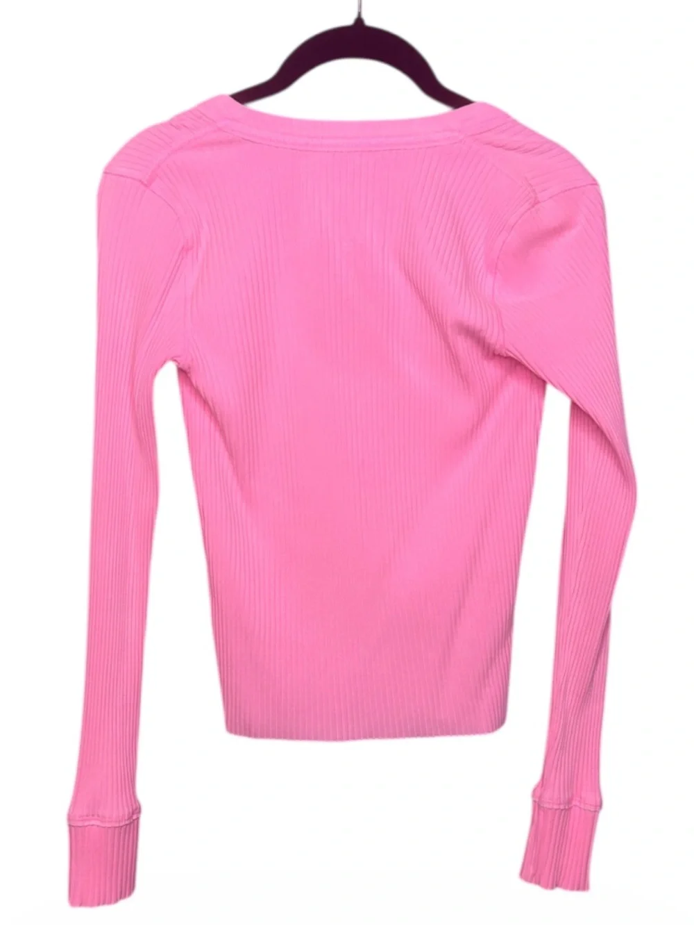 Aerie Ribbed Long Sleeve Hot Pink Top - Picture 2 of 3